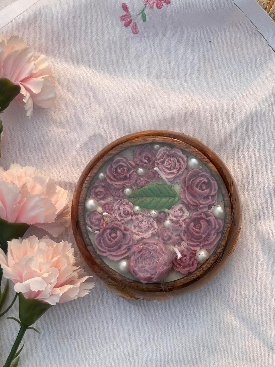 Bowl Candle - Purple Roses